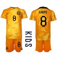 Fotballdrakt Barn Nederland Cody Gakpo #8 Hjemmedraktsett VM 2022 Kortermet (+ Korte bukser)
